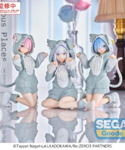 Bundel: Re:Zero Starting Life in Another World Yumemirize Statue Ram, Emilia & Rem Mofumofu Pack 11 cm